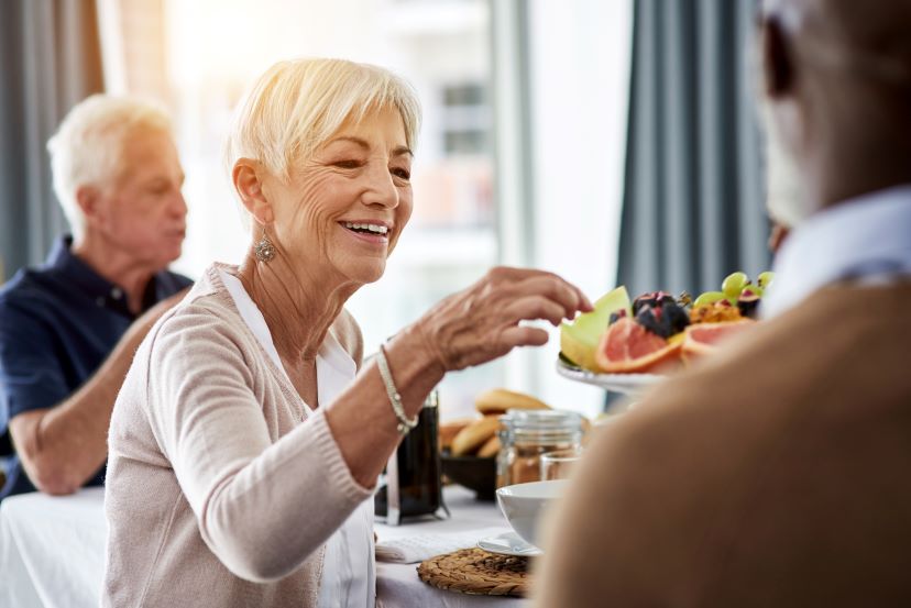 Senior adults enjoying a nutritious breakfast together
