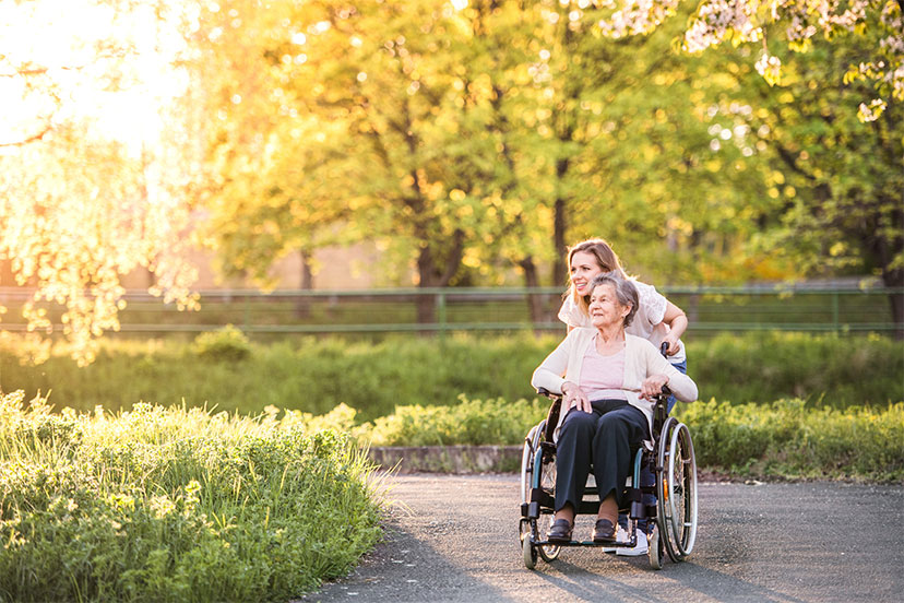 Elderly woman in wheelchair